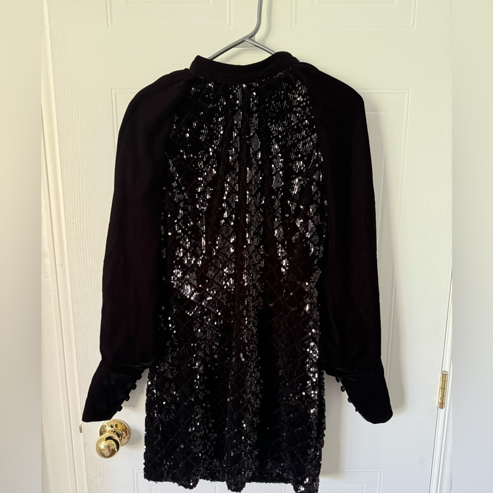 New-Zara sequin and velour  long sleeve dress size M